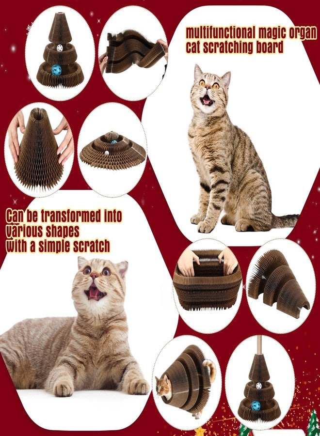 Soulchen Christmas Tree Magic Organ Cat Scratching Board, Combinable Cat Toy, Interactive Cardboard Kitty Scratcher with Bell Ball, Durable Foldable Accordion Scratch Pad, Exercise for Indoor - Image 5